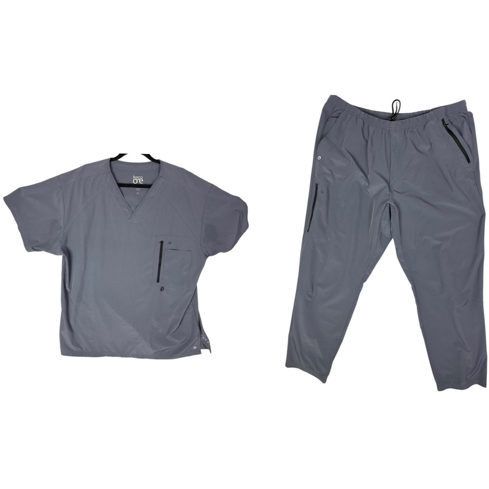 Barco  XL Mens Gray Scrubs 2 Piece Top & Bottoms